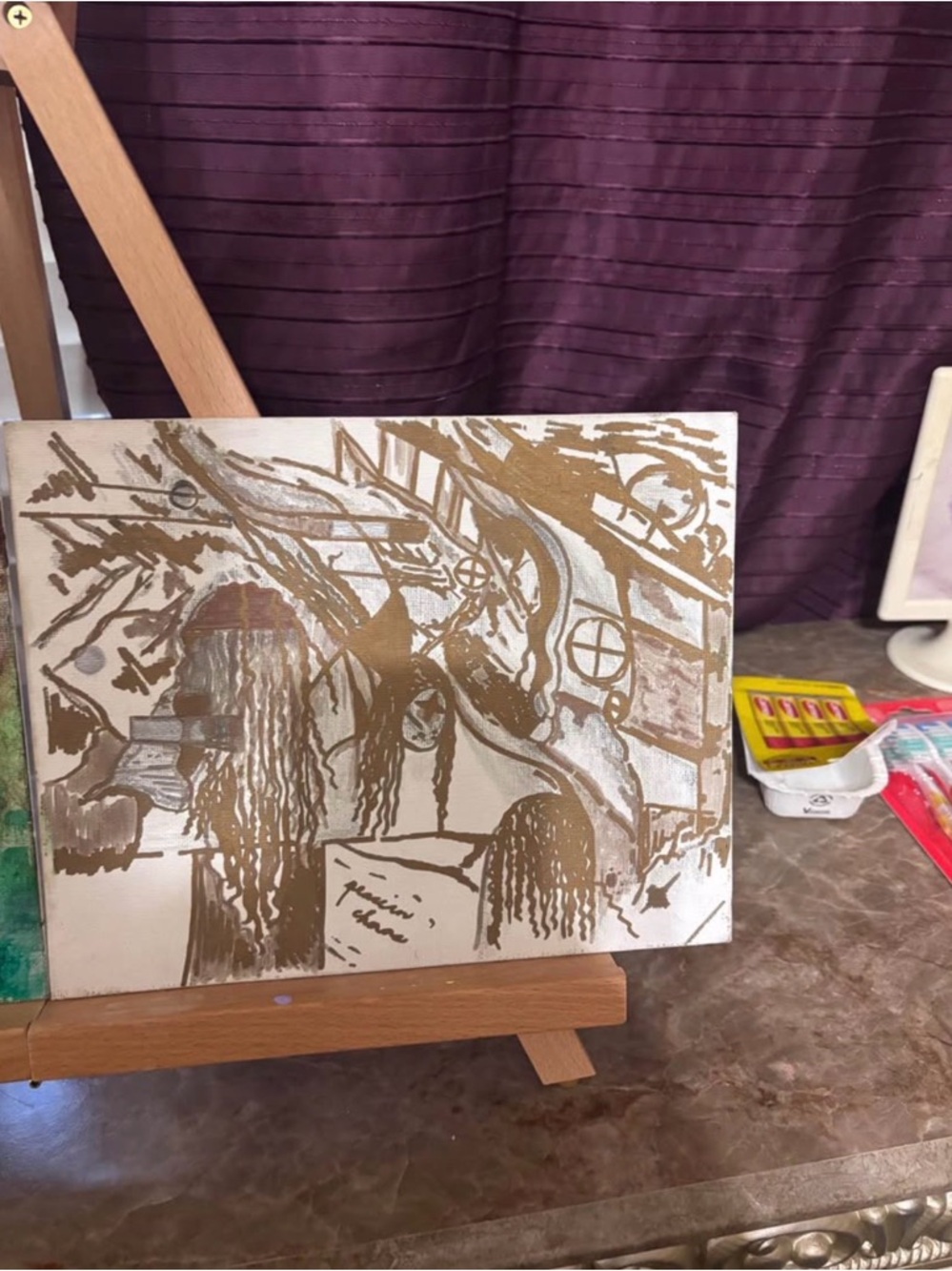 Handmade Gold and White Abstract Home Art Canvas